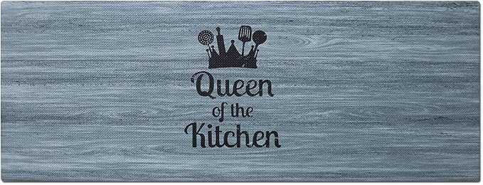 J&V TEXTILES 20" x 55" Comfort Collection Kitchen Anti-Fatigue Runner Mat (Queen of The Kitchen)