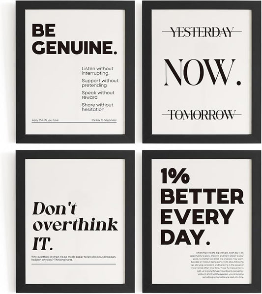 DSHFG Motivational Pictures Office Wall Decor Prints Set of 4, Inspirational Motivational Wall Art Decor Retro Posters Prints for Office Home Decor, 8x10 Unframed