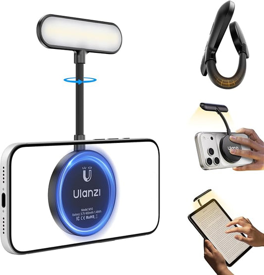 ULANZI M10 Magnetic Selfie Light - Gooseneck LED Phone Fill Light Portable Video Conference Lighting, 5 Brightness Levels & Modes, Flexible Arm LED Lights for iPhone/Android/iPad/Laptop/Photo/Reading