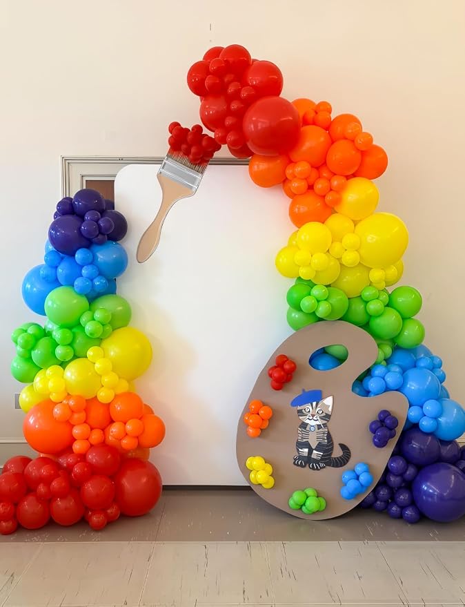 Rainbow Balloon Garland Arch Kit, 130 Pcs Back to School Balloon Arch Kit, Colorful Latex Balloons in Mixed Sizes for First Day of School, Back to School Party, Birthday, Baby Shower Decor