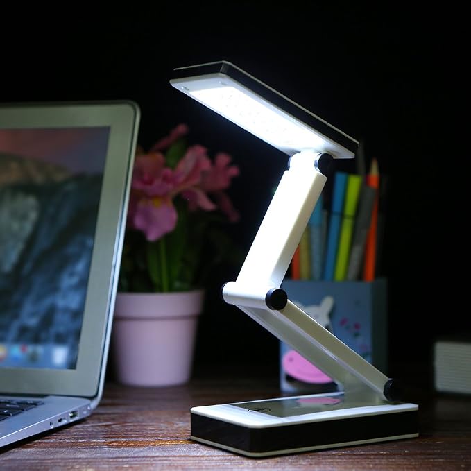 Lixada Foldable LED Desk Lamp Portable LED Table Lamp Folding Light Sensitive Touch Control 3 Levels Adjustable Brightness Battery and USB Powered for Travel Reading Studing Home Office School