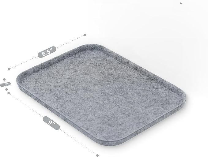 Felt tray Lid for Storage Bins Drawer Organizer bin cap of box for junk stuff stationery makeup jewelry closet bathroom minimalist lifestyle (Gray Lid, S)