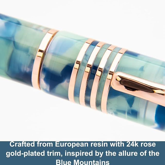Monteverde USA Blue Mountain Fountain Pen, Stub JoWo Nib, Blue Acrylic Resin, Polished Chrome Trim, Luxury Gift Box Included