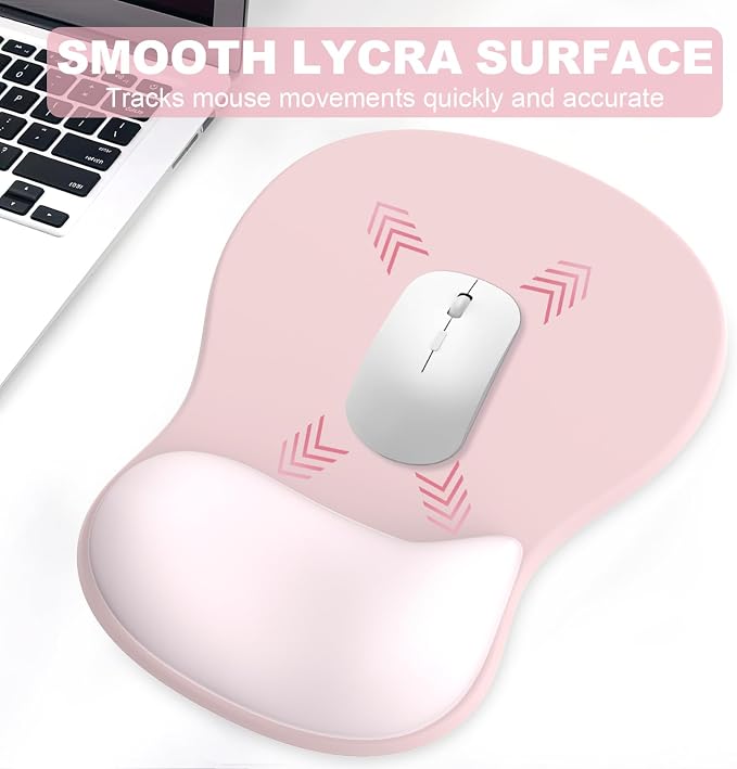 Ergonomic Mouse Pad with Wrist Rest and Keyboard Wrist Rest, Gel Mousepad and Wrist Rest for Computer Keyboard, Pain Relief, Non-Slip PU Base, Pink Mouse Pad with Wrist Support for Gaming, Office