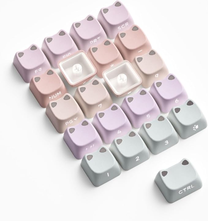 OHY XVX Lumicat Mao Profile PBT Keycaps, 113 Keys Double-Shot Dye-Sublimation Side Printed Taro Keycap Set, Ergonomic Mao Profile Custom Keycaps Compatible with MX Switches Mechanical Keyboard