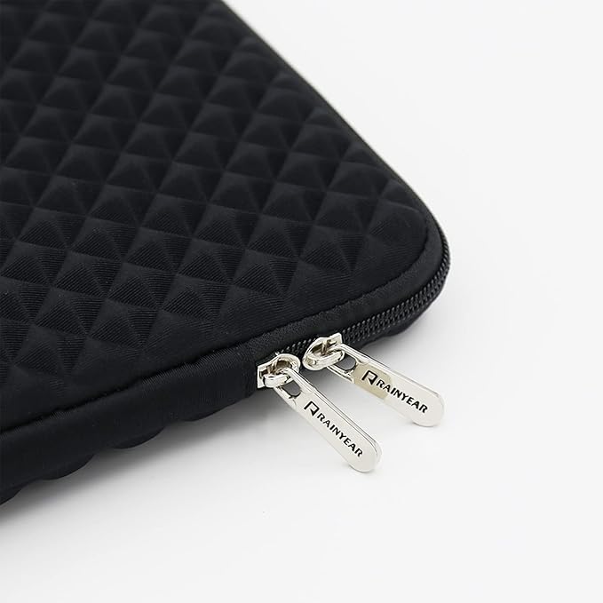 RAINYEAR 15 Inch Laptop Sleeve Diamond Foam Shock Resistant Padded Case Fluffy Lining Cover Carrying Bag Compatible with 15.4" MacBook Pro/Air, Surface Laptop 3/4 15", New XPS 15 Touch (Black)
