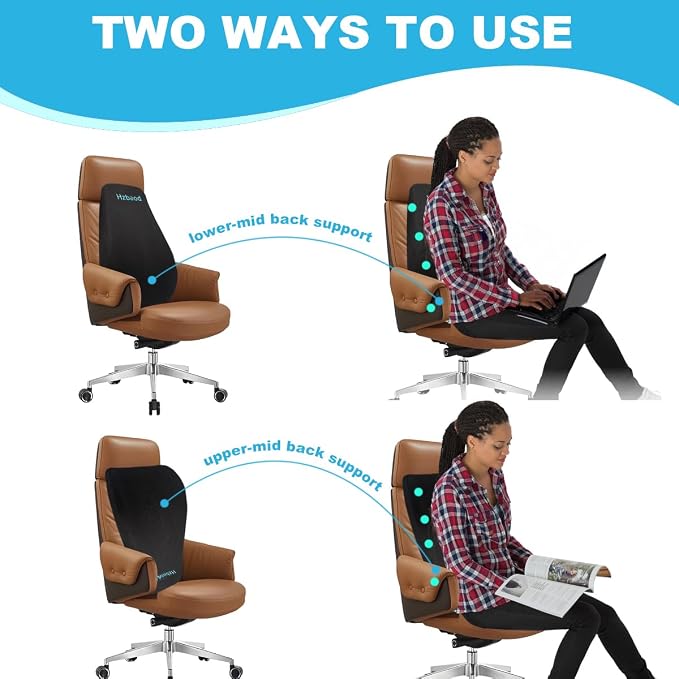 Ergonomic Memory Foam Lumbar Support Pillow - Ultimate Comfort for Office Chair, Car Seat, or Home Use - Breathable Mesh Cover, Adjustable Straps, Spine Alignment, Relieves Lower Back Pain