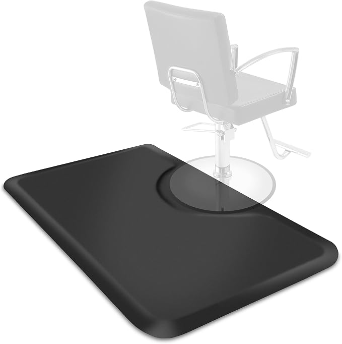 Saloniture 3 ft. x 5 ft. Salon & Barber Shop Chair Anti-Fatigue Floor Mat - Black Rectangle - 1/2 in. Thick
