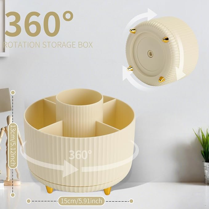 Camelmother 360°Rotating Pen&Pencil Holder For Desk With 5Slots Cute Office | Spacious Beautiful & Durable For Teachers Students Workers Easy Storage for Pens Stationery