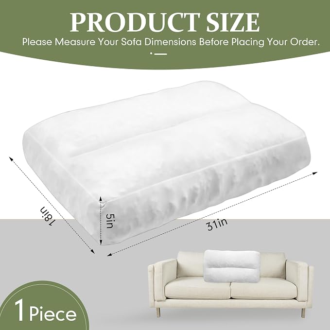 JZHLLA Shredded Foam Sofa Back Cushions Replacement Fluffy Memory Sponge Couch Pillow with Quilted Design 31x18x5 Inch Lumbar Support Pillow for Sofa Bed Floor