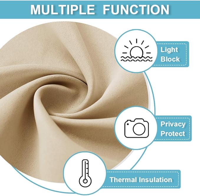 RYB HOME Blackout Curtains Soundproof Energy Saving Insulating Privacy Room Divider Curtains for Patio Sliding Glass Door Living Room Garage Home Theatre Large Window, W 150 x L 90 inches, Cream Beige