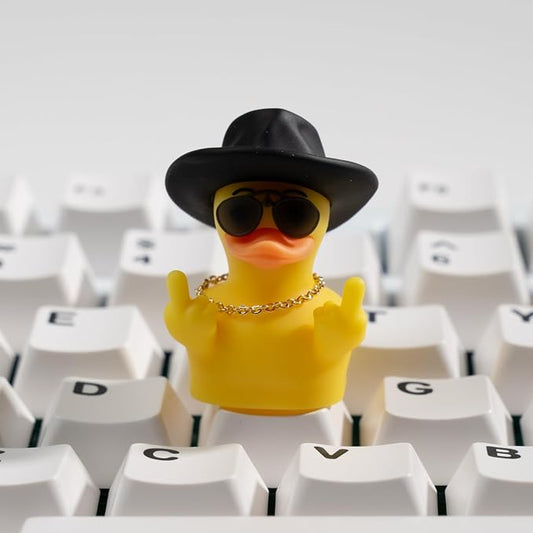 Artisan Duck Keycap for Mechanical Keyboards, Cowboy Duck with Attitude, Hand-Painted Resin, 1U Size, MX Switch Compatible, Edgy Gaming Keycap (ZZY-01)