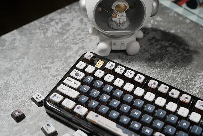 PBT Pudding Keycaps, Astronaut Theme, 117Keys Sublimation Keycap Set, ASA Profile Custom for Cherry Gateron MX Switch Mechanical Keyboard