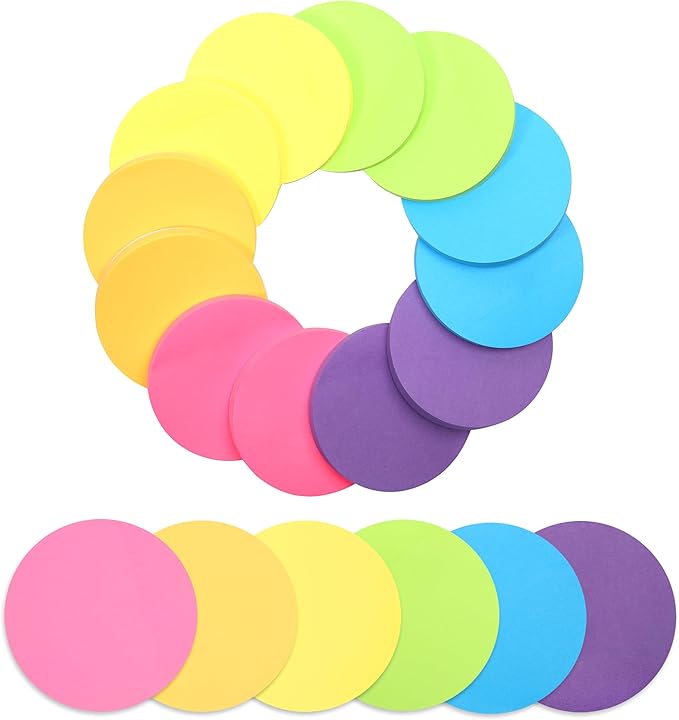Mr. Pen- Round Sticky Notes, 12 Pads, 720 Sheets, 2.8" x 2.8" Colorful Sticky Notes Bulk, Stocky Notes for Bible Journaling
