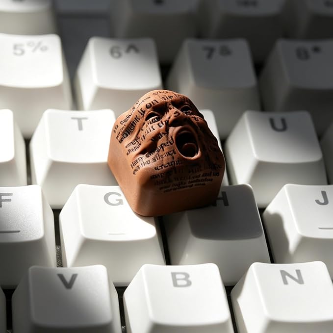 Artisan Skull Keycaps, Custom Cool Cover Caps for MX Mechanical Keyboard, Resin Handmade 1U Single Replacement for Esc Del Arrow Key (Brown)