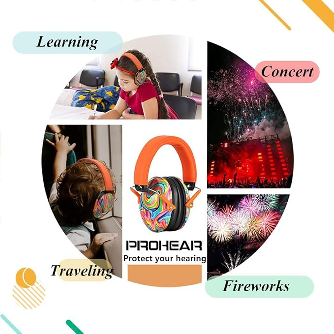 PROHEAR 032 Ear Muffs for Noise Reduction - 28SNR Noise Cancelling Headphones for Kids Autism Toddlers - Adjustable Hearing Protectors for Concerts Fireworks Sports Events, 3 Pack