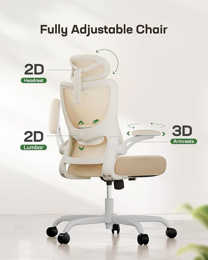 Marsail Ergonomic Office Chair with 3D Armrests, Pack of 10 | Office Desk Chair with High Back Mesh, Adjustable Lumbar Support, Rolling Work Swivel Task Chairs with Wheel, Headrest, home