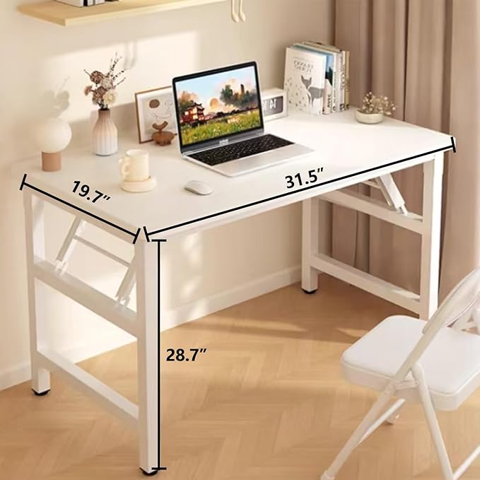 Folding Desk,31.5 Inch No Assembly Folding Computer Desk, Space-Saving Small Desk for Home Office Bedroom Dorm Study, Compact Portable Foldable Laptop Desk