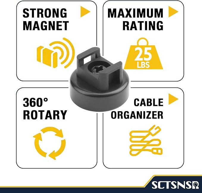 Magnetic Cable Holder, 20mm Zip Tie Mounts, Wire Holder, Cable Clips, Magnet Cable Tie Holders, Black Multipurpose Management, 20pcs Magnets With 20pcs Cable Zip Ties
