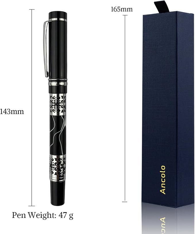 Ancolo Custom Personal Office Pens 10 Ink Refill - Quality pens Fine point -Engraved Team Name, Phone Number, Message Gift for Bank, Office, Business Hotel Lobbies 5 Pack/Set