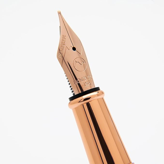 Monteverde USA Impressa Fountain Pen - Black & 24K Gilded Rose Gold Pen, 24K Gilded Gold Medium Nib, Free Ink Bottle, Free 24 Cartridges, Luxury Writing Experience, Elegant Executive Gift Set
