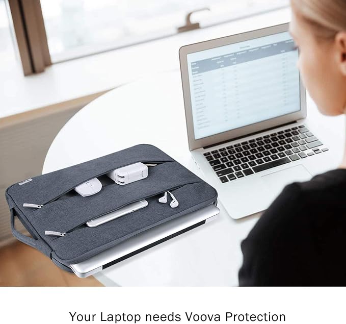 Voova 13 13.6 Inch Laptop Sleeve Case Compatible with MacBook Air 13 M1/M2/M3/M4 2020-2025, MacBook Pro 13/14, IPad Air/Pro 13, Waterproof Slim Computer Bag Cover with Handle, Dark Grey