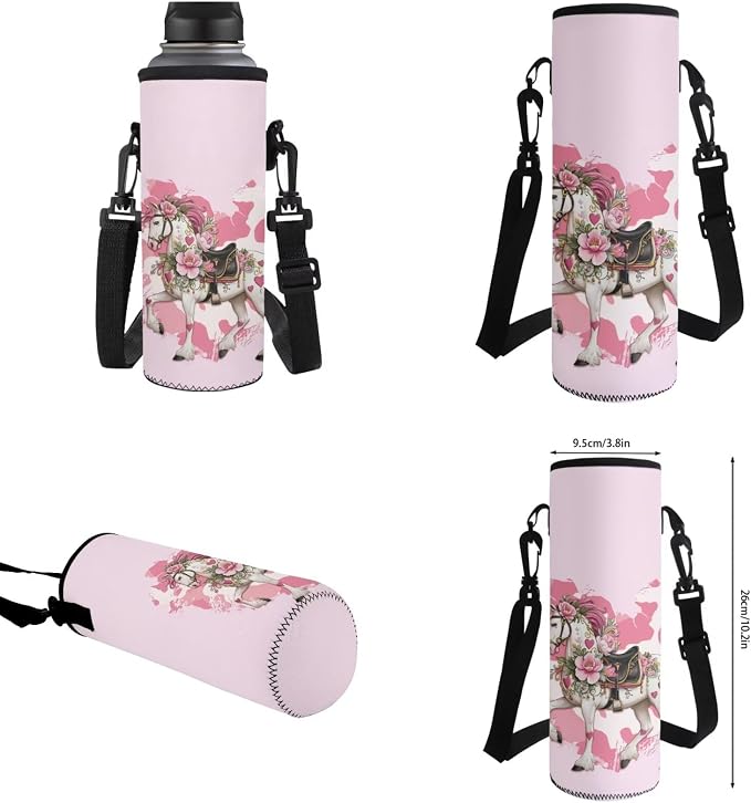 WELLFLYHOM Kids Western Horse School Backpack Elementary Book Bag for Girls | Cowgirl Pink Back Pack with Lunch Bag Pencil Case Water Bottle Cover Kids Daycare Bag Gift for Back to School Season