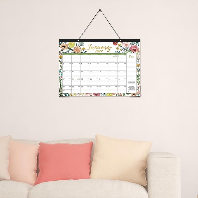 Desk Calendar 2026-2027 – Jul 2026 – Dec 2027, 18 Months Large Monthly Desk Calendar 2026-2027, 17" x 12", Desk Pad, Ruled Blocks, To-do List & Notes, Tear Off, Best Desk/Wall Calendar, Beautiful Flowers