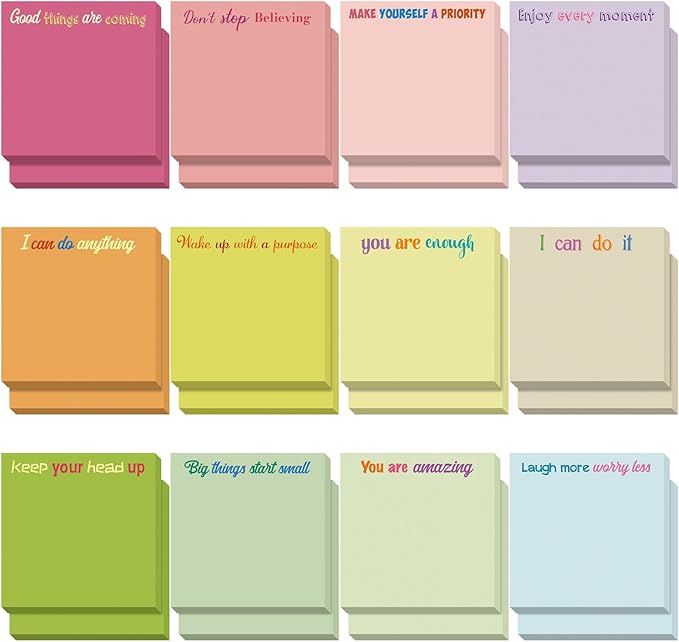 Yinder 24 Pcs Inspirational Sticky Notes Thank You Gift Motivational Sticky Note Pad Employee Appreciation Gift Bulk for Staff Coworker Teacher Nurse Office Groups 3 x 3'' (Inspire,Macaron Colors)