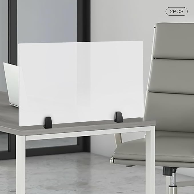 2Pcs Desk Privacy Panels 30 x 18inch Desk Partition Acrylic Desk Dividers Clamp-On Privacy Divider on Desk Partition Home, Classroom, Office Partitions