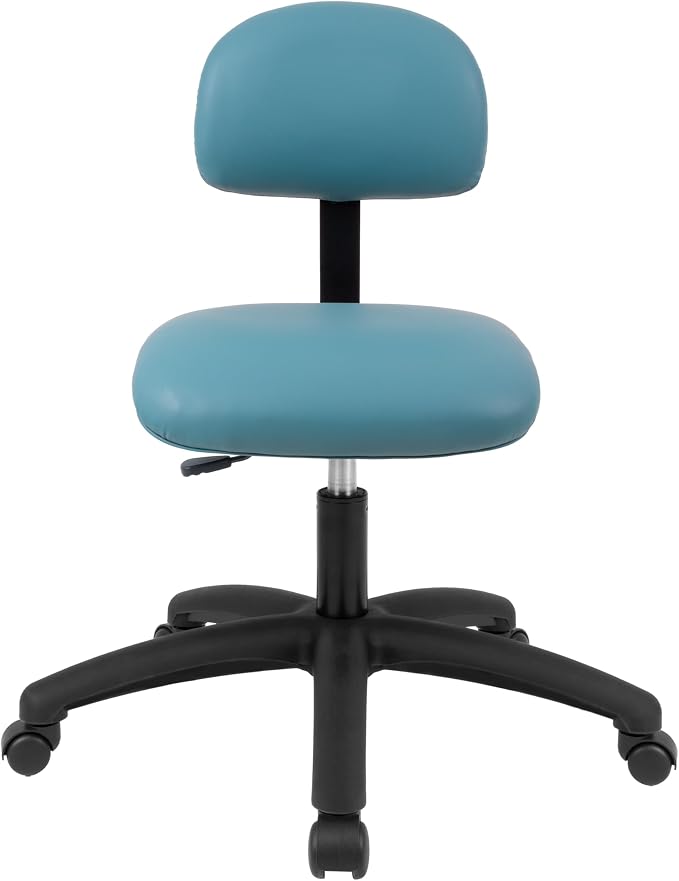 FSS Series Square seat Low (17"-22") seat Height Chair. Vinyl-for Office, Garage, Desk, Shop, Computer, Doctor, Medical, Easy to Clean! NO Footring (Aqua, Medium, _Standard Casters