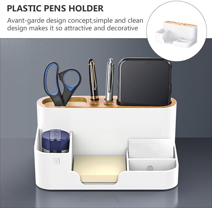 YARNOW Plastic Desktop Storage Box Organizer for Office and Cosmetics, Lightweight and Solid Pencil Holder with Avant-garde Design, Simple and Clean Style for Desktop Use