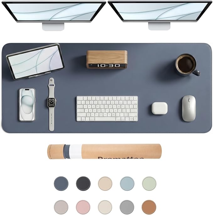Large Desk Pad Non-Slip Desk Mat Protector for Keyboard Mouse Waterproof Vegan Leather Surface Faux Leather Laptop Mat Smooth Mouse Pad Premium Gift Tube Dusk Navy 47" x 17"