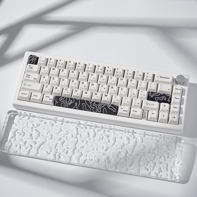 4pcs Keycaps, Black Topographic KeycapsPBT Keycap Cherry Profile Dye-Sublimation Space Bar 6.25U ESC Enter Custom Keycap Set for Mechanical Keyboard Caps Desktop Computer Keyboards
