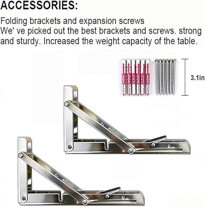 Wall Mounted Folding Table,White Floating Desk for Small Spaces,Stainless Steel Bracket Laundry Folding Table,Wall Folding Desk,Home Bars and Dining Establishments70x40cm /27.5" x 15.7"