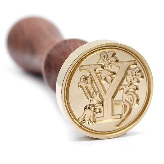 Medieval Initial Alphabet Sealing Wax Stamps, Brass Head Wooden Handle, for Thanksgiving Card/Envelope/Gift Wrap/Wedding Engagement Party Invitation -Letter Y
