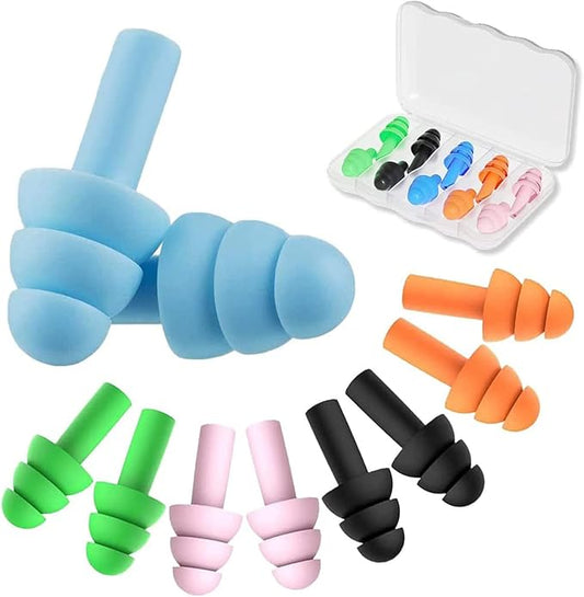 5 Pairs Sleep Earplugs,Silicone Ear Plugs for Sleeping Noise Cancelling,Soft Reusable Ear Plugs,Small Earplugs for Sleep,Travel EarPlugs with EarPlug Case(Pink,Black,Blue,Orange,Green)