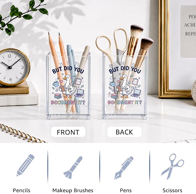 But Did You Document It Acrylic Desk Organizer Box, Funny Silly Goose Pen Pencil Holder for Doctor Nurse, Office Supplies Desk Accessories for Silly Goose Lovers, Nursing Gifts for Coworker RN