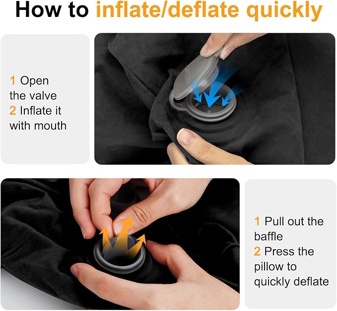 Maliton Inflatable Foot Rest Pillow, Airplane Travel Bed for Toddler, Car Seat Foot Rest for Kids, Adjustable Height Leg Rest Pillow for Airplane, Home, Office(Black, 2 Pack)