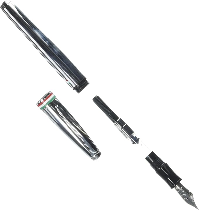 Monteverde USA Aldo Domani Italia Fountain Pen Mirror Chrome - Medium Nib - Luxury Writing Pen - Italian Design - JoWo Stainless Steel Nib - Smooth Ink Flow - Refillable - Gift Box Included