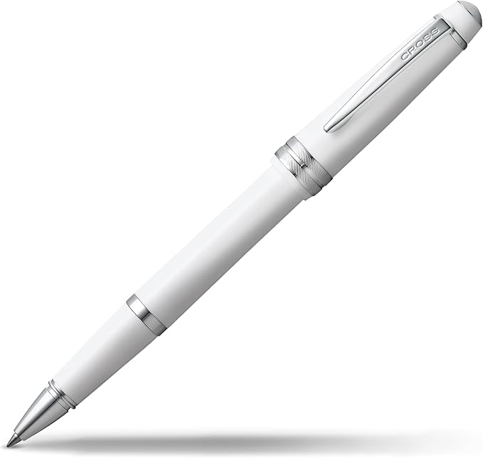 Cross Bailey Light Polished White Resin Rollerball Pen - Professional Pen for Effortless Writing - Journaling, Note-Taking & More - Black Ink - Easy Handling - Includes Gift Box