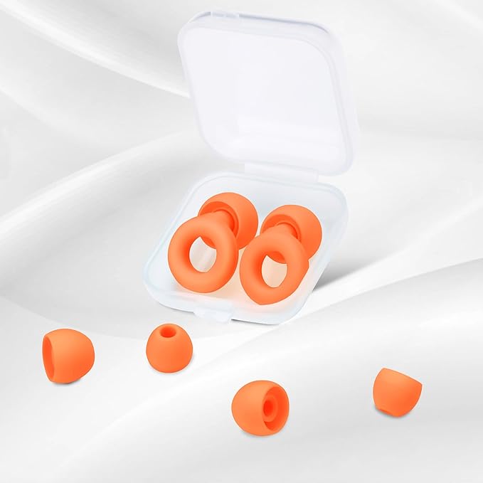 Lonyanl，Ear Plugs for Sleeping Noise Cancelling，Reusable, Improve Rest, Washable, Silicone, Travel, Focus on Learning & Enhance deep Sleep Duration (Orange, One Size)