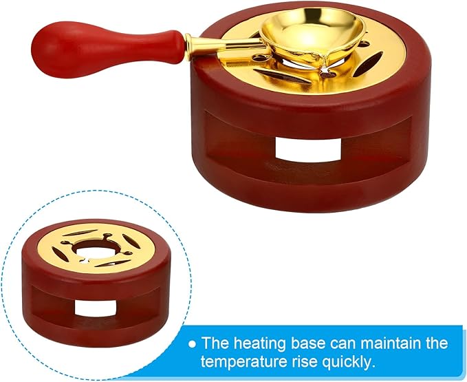 PATIKIL Wax Seal Kit, Wax Seal Warmer with Melting Spoon Retro Melt Stove Pot Furnace Tool for Sealing Beads Stamp Letter Envelope, Red