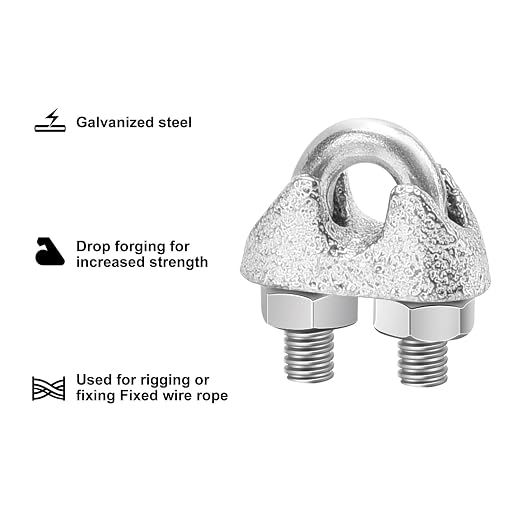 100 pcs 1/8" M3 Wire Rope Clip Cable Clamps Galvanized high Quality Steel Material, U-Bolt Saddle Fasteners - can be Used for Tent Ropes, Wire Ropes, Wire and Cable, clotheslines