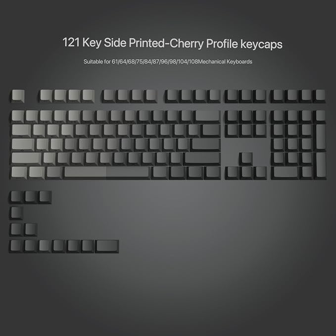 dagaladoo Double Shot PBT keycaps for Mechanical Keyboard,Shine Through keycap Cherry Profile,Gradient Grey,Side Printed Keyboard caps for Mechanical Gaming Keyboards(121key,only keycaps)