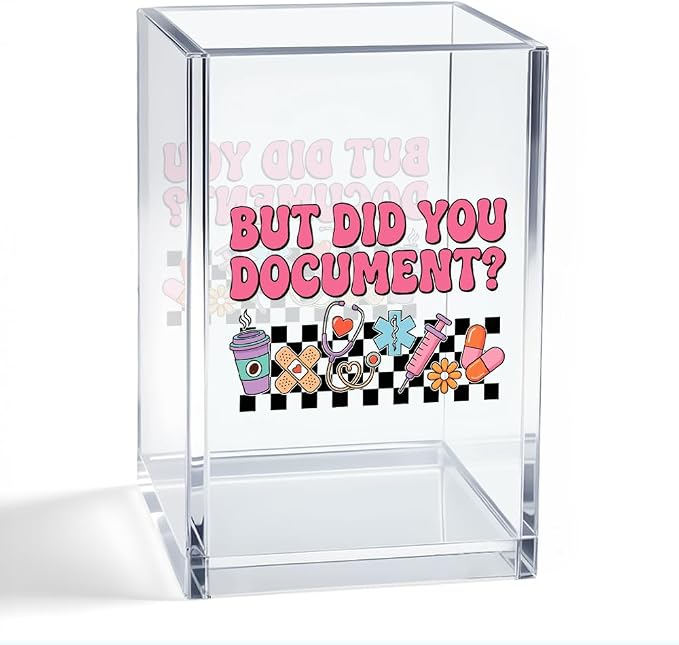 But Did You Document Acrylic Organizer Pencil Pen Holder, Funny Nurse Desk Organizer, Cute Checkerboard Pen Cup for Nurse Nursing Student Medical Worker RN LPN, Nurse Appreciation Week Gifts