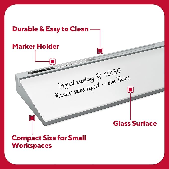 TRU RED™ Glass Desktop Dry-Erase Whiteboard