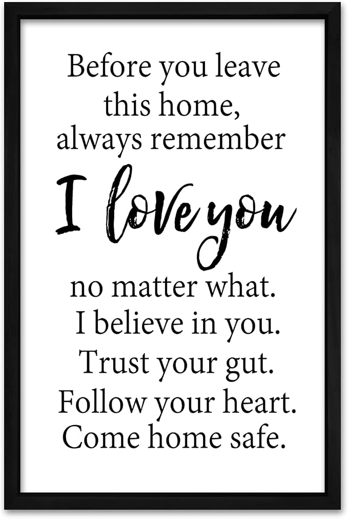 RLWangChao Before You Leave This Home Wall Decor Art 24"X16" I Love You Sign Inspirational Quotes Family Entryway Wood Framed Wall Hanging (Black)