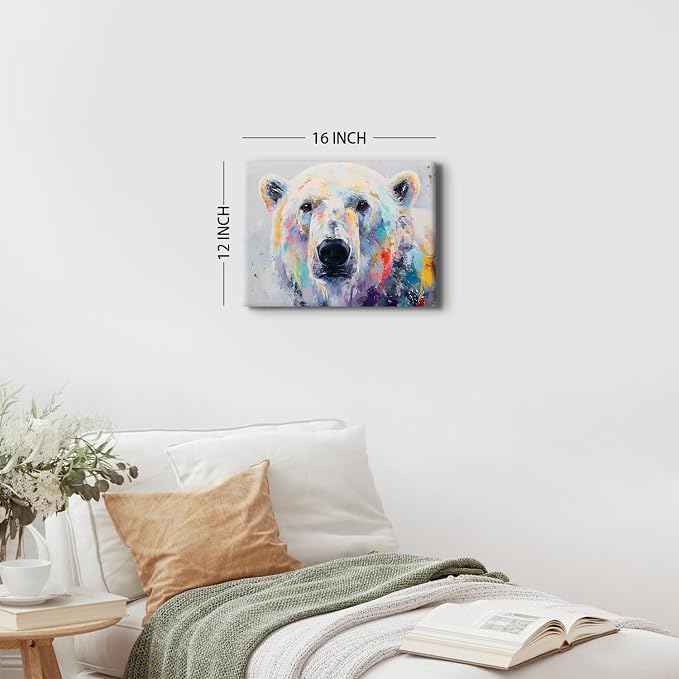Watercolor Bear Wall Art Nursery Wall Decor Abstract Nature Cute Bear Canvas Picture for Kids Toddler Bedroom Painting Minimalist Safari Animal Poster Prints Artwork Home Playroom Decorations 12x16”