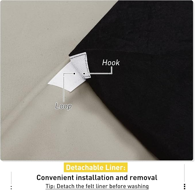 NICETOWN Sound Barrier 100% Blackout Cold Blocking Divider Curtains 84", Noise, Heat and Cold Blocking Drapes with Felt Fabric Lining for Nursery/Daytime Sleep/Bedroom (Natural, 2 PCs, 52" Wide)